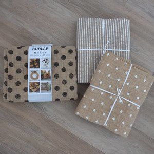 Three NEW Precut Burlap Craft and Decor Fabric Bundles 2 yds each 6yds total